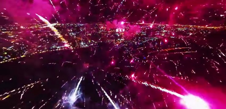 Drone flight into fireworks display